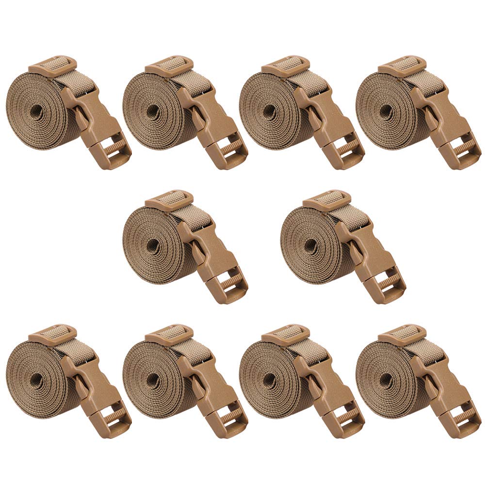 Magarrow Luggage Straps Adjustable Travel Accessories Suitcase Travel Buckle Belt Non-Slip Packing Belt (Brown- 10pcs)