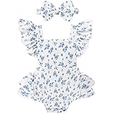 Happy Town Baby Girl Clothes Toddler Summer Linen Romper Sleeveless Ruffle Outfits Infant Girls Jumpsuit with Headband