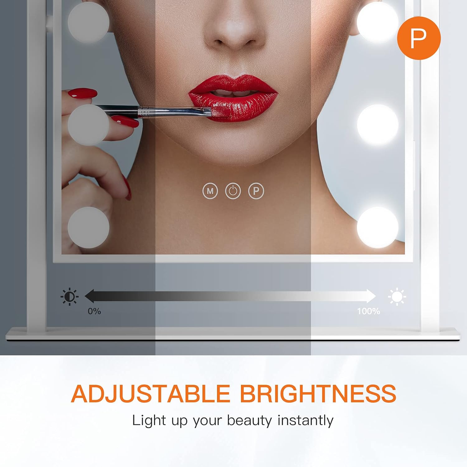 Gospire Hollywood Lighted Makeup Mirror with 12 LED Dimmable Bulbs 3 Color Modes 1X/10X Magnification Touch Control Vanity Mirror Large Cosmetic Mirror with USB Charging Ports -