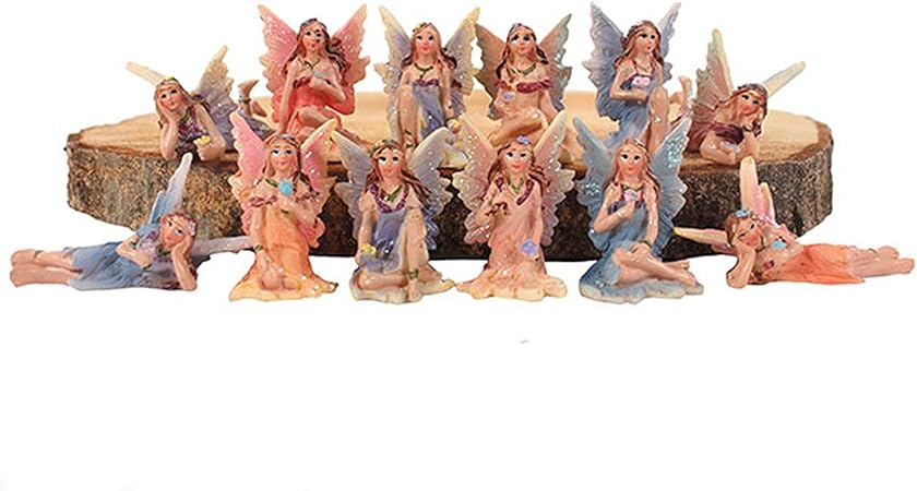 Bonita caja de 12 miniaturas de hadas con purpurina, adorno de hada: Amazon.es: Hogar