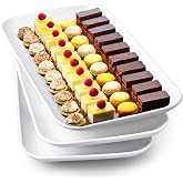 DELLING 16 Inch Large Serving Platter Set of 3, White Porcelain Platters for Serving Food - Rectangular Serving Trays for Party Entertaining, Oven Safe to 590&deg;F, Dinnerware