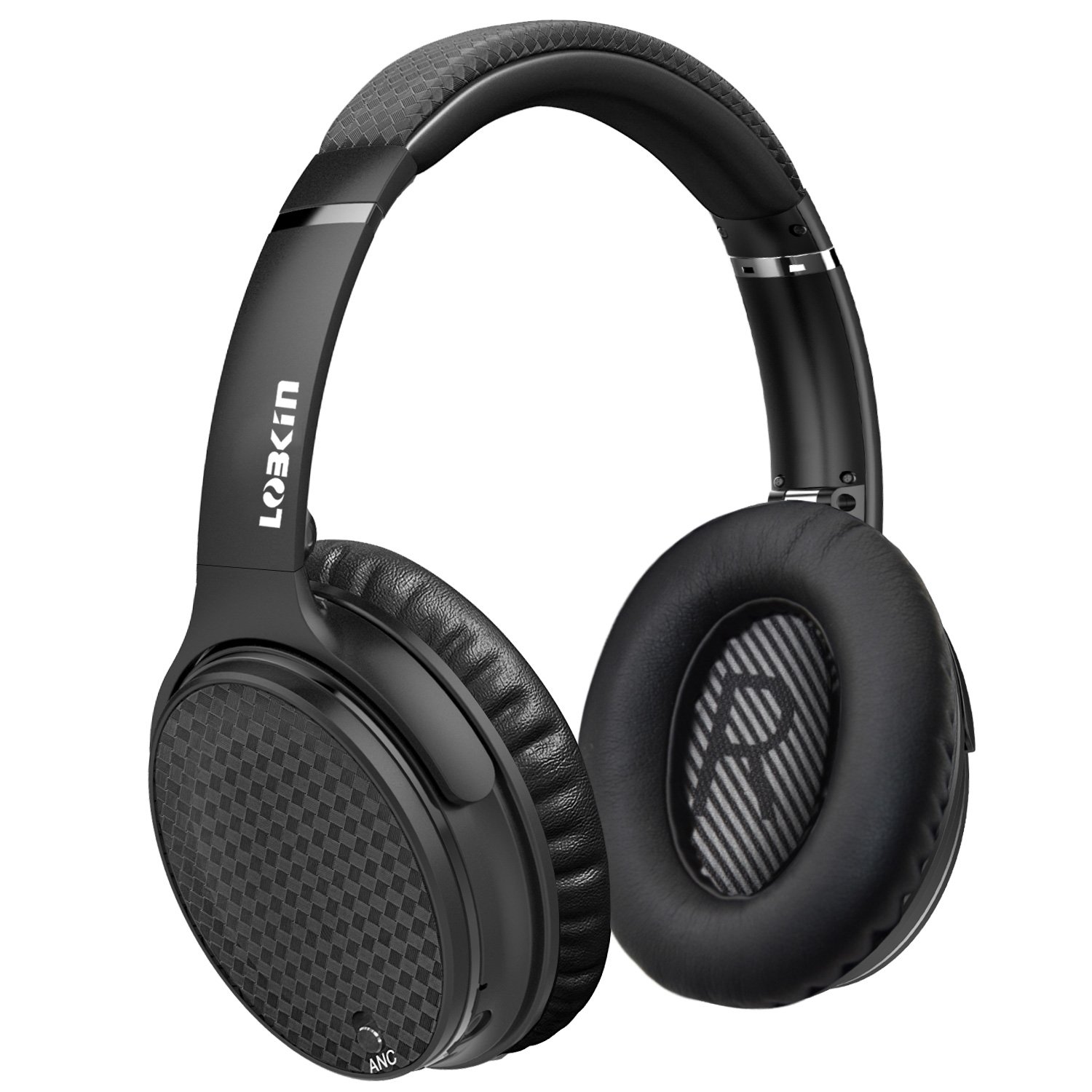 LOBKIN Audífonos inalámbrico Bluetooth con cancelación de ruido Activa, Sonido estéreo, micrófono de alta fidelidad incorporado y Auriculares con Almohadillas de proteínas de cuero .CSR8635