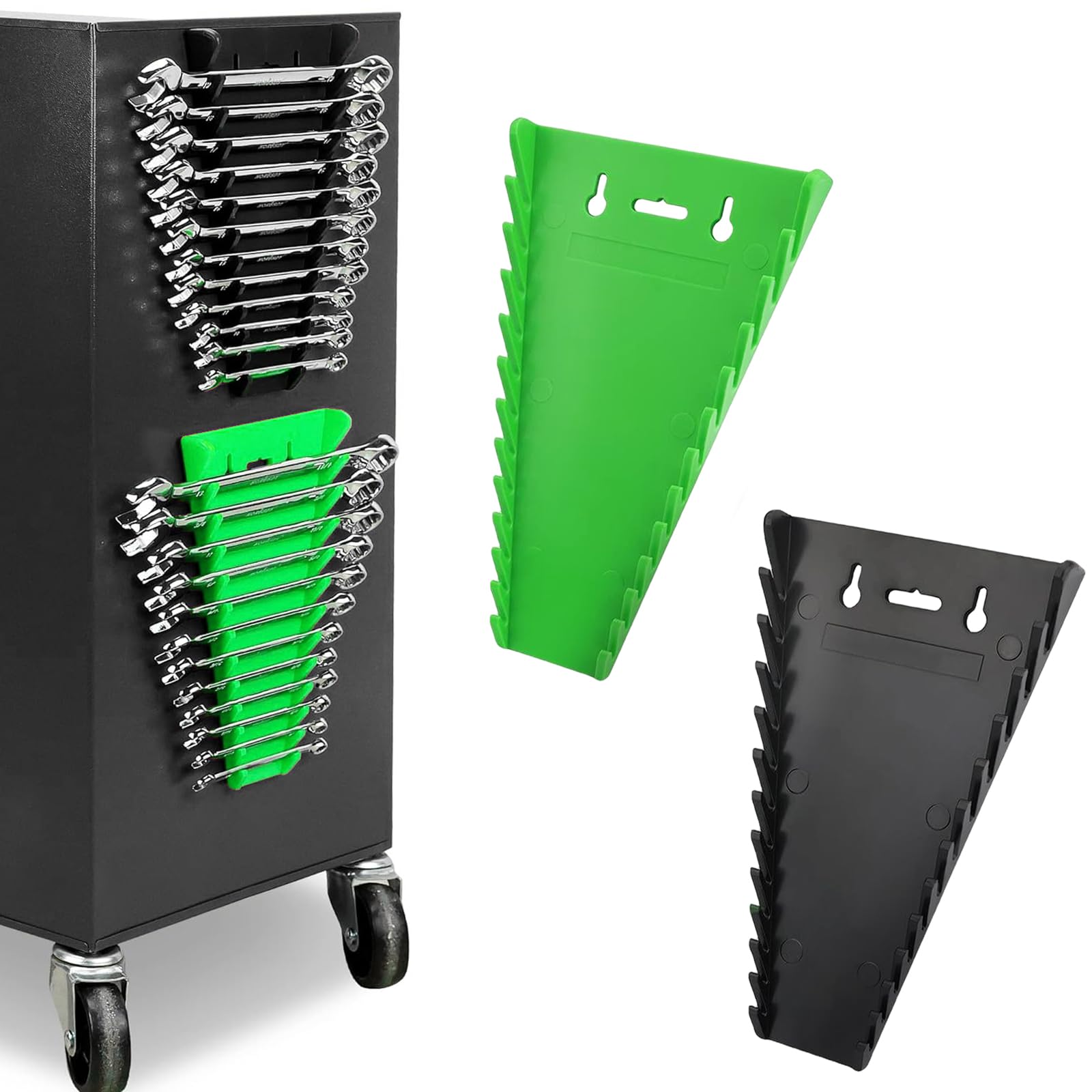 YOYIAG Magnetic Wrench Rack: 2-Piece Holder with 12 Slots, Magnetic Wrench Organizer, Portable Storage Rack for 12 Spanners