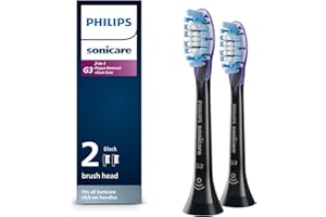 Philips Sonicare G3 Two-in-One - Genuine Replacement Electric Toothbrush Heads, Black, 2 Pack, HX9052/95