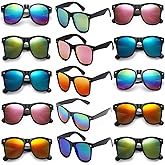Fsmiling Mens Sunglasses Bulk Classic Sunglasses Pack Cheap Shades Glasses Cool Eyewear Set for Women-15Pack,Colorful Mirror