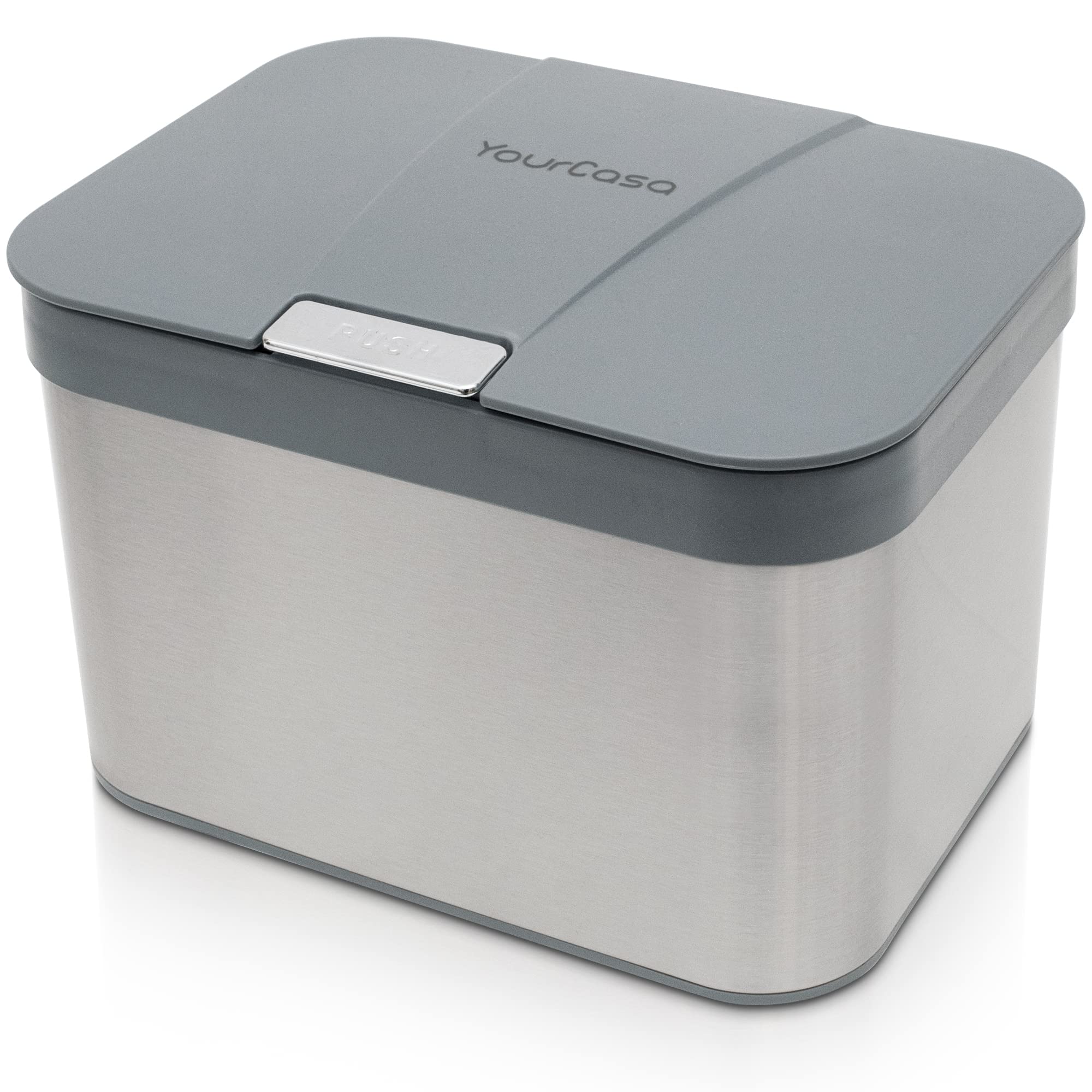 Yourcasa Organic Kitchen Waste Bin, Stainless Steel, 4.3 L, Compost Bin, Kitchen, Small, Odour-Proof, Dishwasher-Safe Inner Insert, Organic Waste Container