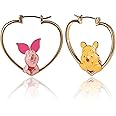 Disney Piglet and Winnie the Pooh Hoop Earrings for Women Official License, 18k Gold Flash-Plated Winnie the Pooh Earrings