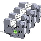 Kappiek TZE-241 Tape 18mm Laminated White Replacement Compatible for Brother P-Touch TZe-241 3/4'' (0.70") Label Tape for Ptouch PTD400 PTD410 PT-D610BT PTD460BT Label Maker, 4 Pack