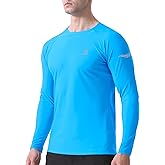 Roadbox Mens UPF 50+ Swim Shirt, Long Sleeve Sun Protection Rash Guard, Slim Fit Fishing Shirts for Beach Surfing Hiking