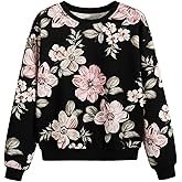 Verdusa Women's Boho Floral Print Crewneck Sweatshirt Long Sleeve Drop Shoulder Loose Pullovers