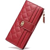 RNIEGA Womens Wallet Slim Rfid Blocking Bifold Leather Credit Card Wallets for Women Clutch with Zipper Coin Pocket