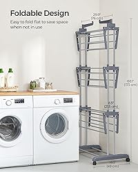SONGMICS Clothes Drying Rack Stand 4-Tier, Foldable