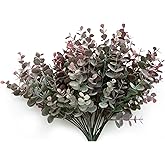 YOOHOTOUCH 5 Bundles Artificial Eucalyptus Stems，Faux Greenery Fake Dust Frosted Eucalyptus Branches Leaves，Fake Plants for Decoration（Dusty Mauve）