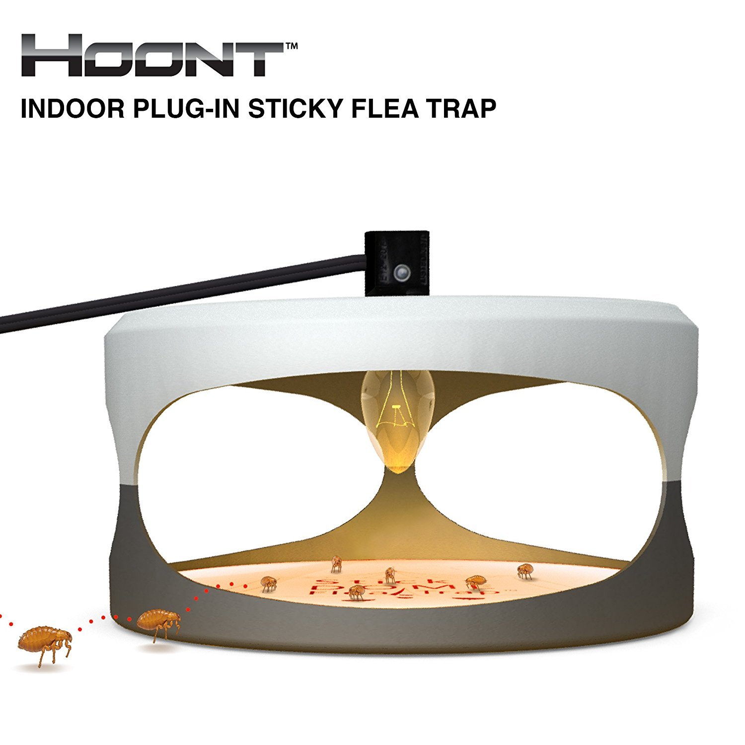 Hoont Indoor Plug-in Electric Sticky Flea Trap with Light and Heat Attracter (Includes 5-Adhesive Glue-Boards) / Eliminates Fleas, Bed Bugs, Flies, Etc. - For Residential and Commercial Use [UPGRADED]