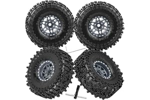 hopsupRC for SCX24 TRX4M 1/24 1/18 RC Crawler Car,Aluminum 1.0" Beadlock Wheel Tires Wheel Hub Wheels Rim 4PCS 1.0in Beadlock Wheel Rims Heavy Duty Rim,Titanium
