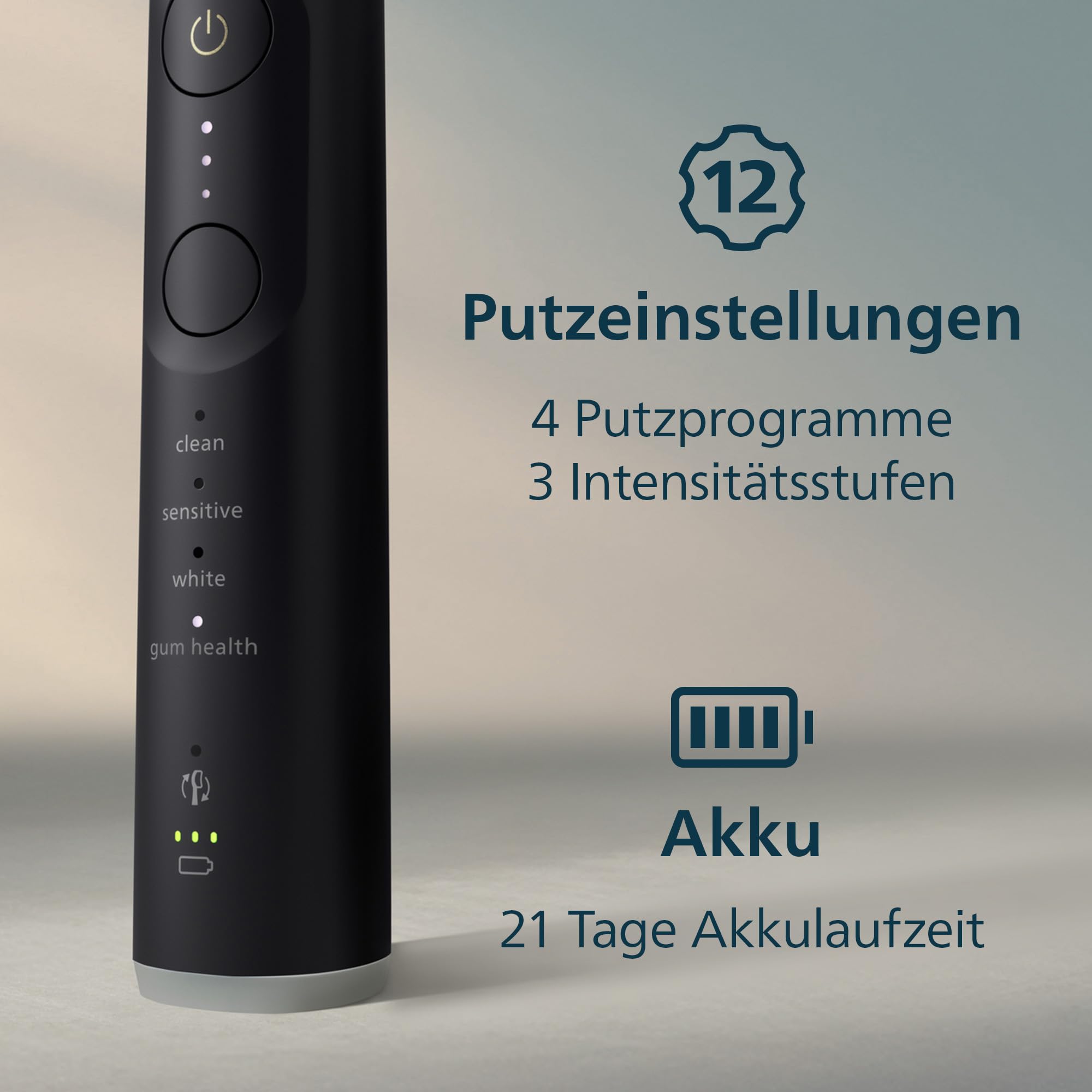 Philips Sonicare 7100 elektrische Zahnbürste, Schallzahnbürste mit App, 4 Putzmodi, 3 Intensitätsstufen, Andruckkontrolle, EasyStart, SmarTimer, Schwarz, 2er-Pack, Modell HX7429/03 [Neue Technologie] 7