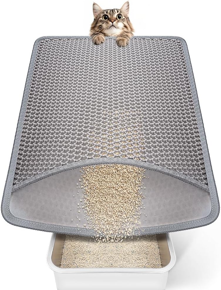 Conlun Cat Litter Mat Litter Tray Mat Honeycomb Double Layer 58x42cm Grey