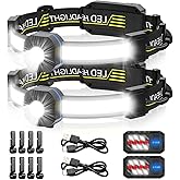 Spriak LED Headlamp, 1000lumens 230° Widebeam Headlight, USB Rechargeable HeadLamp with Red Taillight, Lightweight Waterproof Headband Light for Camping Running Hiking, Hard Hat Headlamp