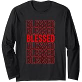 Red Blessed Red Graphic Long Sleeve T-Shirt