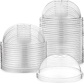 Acellegic Clear Plastic Cup Dome Lids, Classic, 98 mm, 50 Pcs | Clear Disposable Dome Design, Fits 16oz-18oz Plastic Cups, Leak-resistant for Hot Cold Beverages, Coffee Juice Party Cafe
