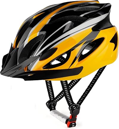 RaMokey Cycle Helmet Lightweight Adjustable 18 Vent Yellow 58-62cm