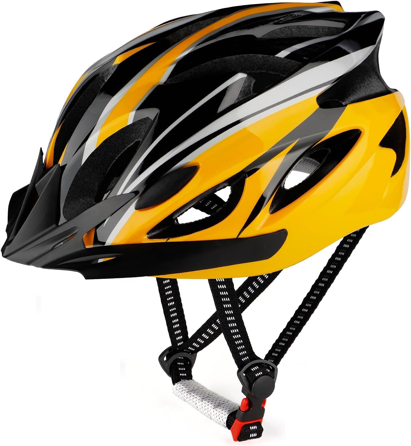 RaMokey Cycle Helmet, Lightweight Bicycle Helmet, Adjustable Mountain & Road Bike Helmets for Adults, 18 Vents with Adjustable Strap & Detachable Visor for Mens Womens(Head Sizes 58-62cm) (Yellow)
