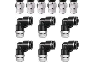 CNZG PNEU 3/8" Tube OD to 1/4" NPT Thread Push to Connect Fittings,Pneumatic Quick Air Hose Fittings,Male Straight + Elbow,PC+PL(12pcs)