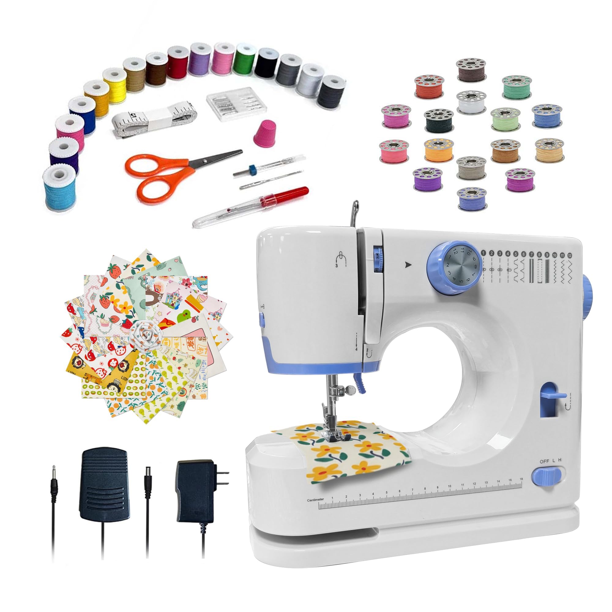 Photo 1 of Stoigeld Sewing Machine for Beginners with 20Pcs Fabric & 32Pcs Sewing Threads Kit,Portable Sewing Machine with 12 Built-in Stitches & 2 Speed(High-Low Speeds)-BW725