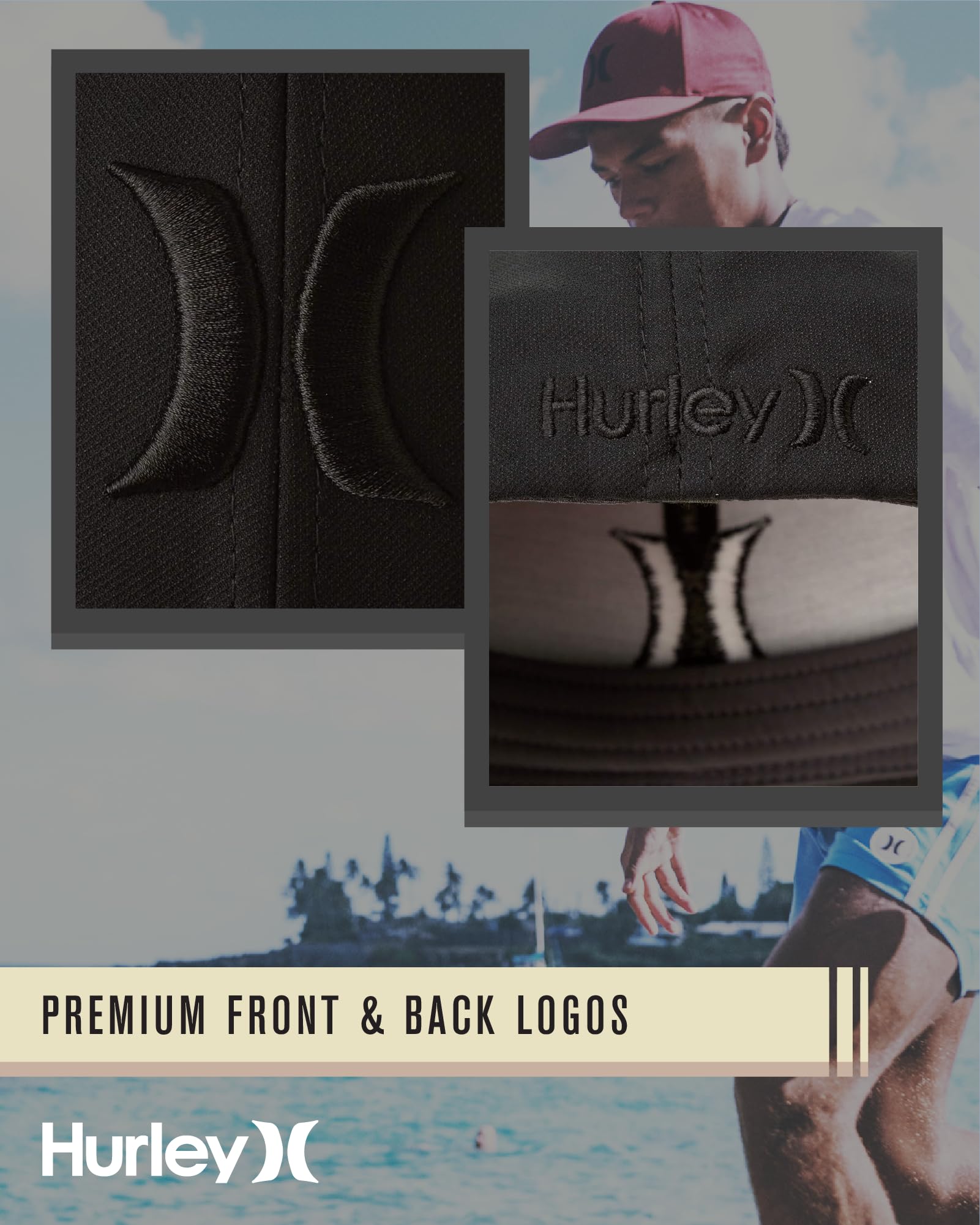 Hurley Mens Baseball Cap - Curved Brim Flexfit Fitted Hats for Men