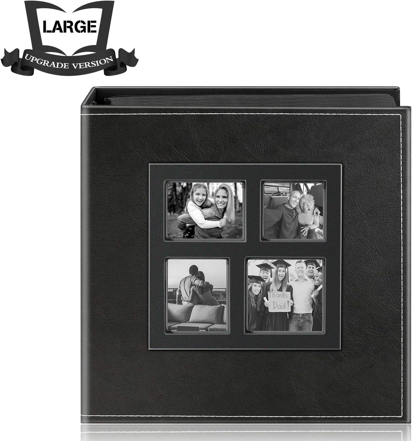 Safedealshop Small Black Skylight Album Wedding Album, Baby Growth Album, Family Album, Leather Cover, Handmade DIY Album (Transparent Pocket-Black)