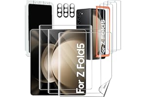 IMBZBK 9 in 1 for Samsung Galaxy Z Fold 5 Screen Protector [3 Pack Inside Flexible Film + 3 Pack Front Tempered Glass] With 3 Pack Camera Lens Protector Accessories With Mounting Frame No bubbles