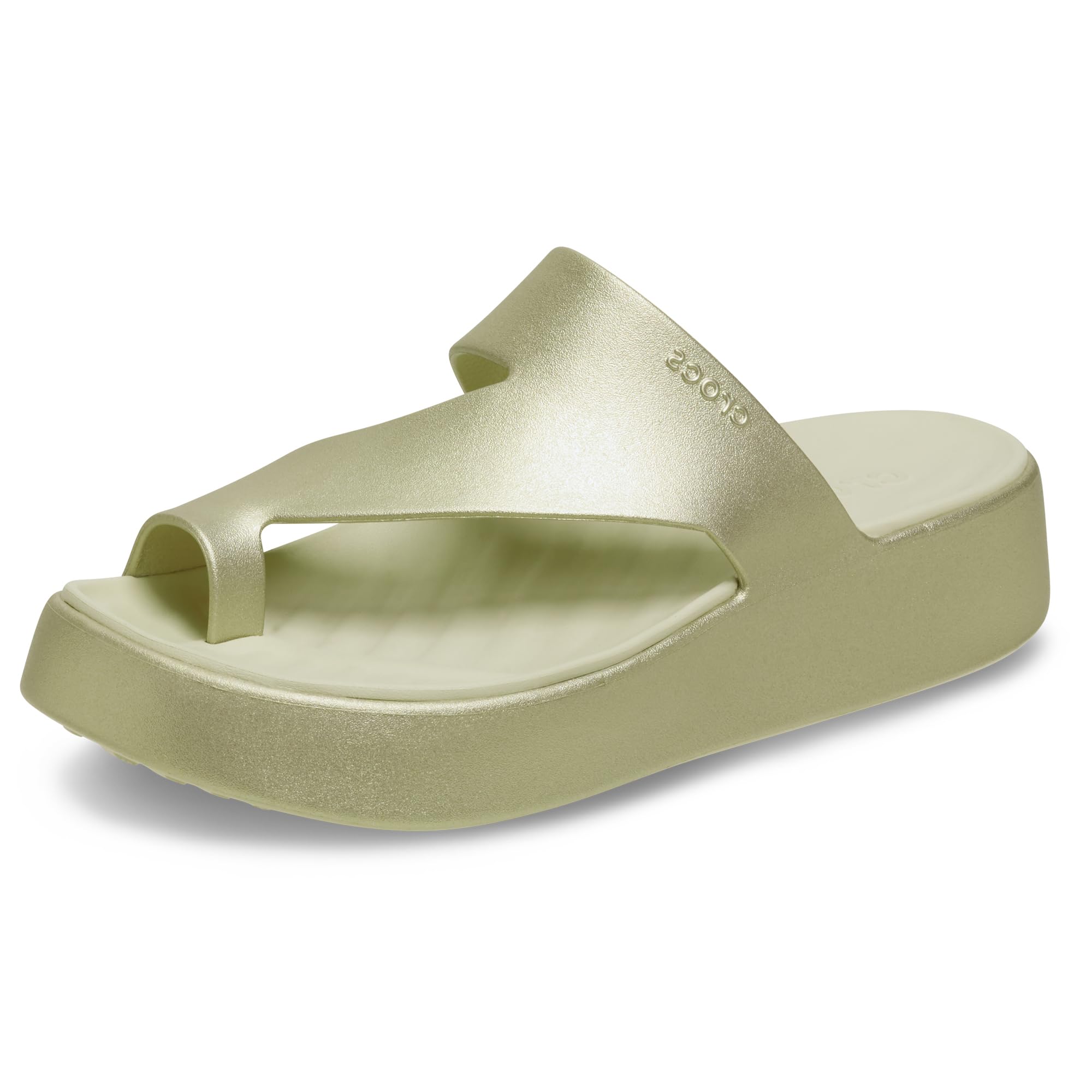Crocs Women's Getaway Toe Loop Platform Sandals, LiteRide Comfort, Champagne Metallic, 11 Image