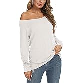YSYOKOW Womens Cute Sexy Off Shoulder Blouses Long Sleeve Boat Neck Tunics Tops