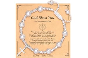 Paderast Cross Bracelet for Girls, Baptism First Holy Communion Confirmation Gifts for Girls, Christening Christian Jewelry Gifts for Teens Girls Teenage Girl Granddaughter Daughter Niece Catholic