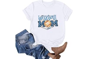 MFNDVD Baseball Mom Shirts for Women Short Sleeve Summer Tops Junior Letter Print Graphic Tee Funny Mom Baseball Shirts
