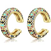 Ear Cuffs for Women - CZ Paved Hoop Conch Cuff Earrings for Men - Sparkle Rhinestones 18K Gold Plated Clip On Wrap Earrings Non Pierced