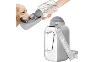 Meowyoyo Portable Dog Water Bottle, 50OZ/ 34OZ, Lightweigh, Leak Proof, Dog Travel Water Bottle with Large Drinking Bowl On The Go for Small Medium Big Dogs Outdoor Walking, Hiking, Travel, BPA Free