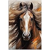 ERTOSKA Horse Canvas Wall Art, 16x24 Inch, Rustic Watercolor Animal Print for Home Decor, Unframed