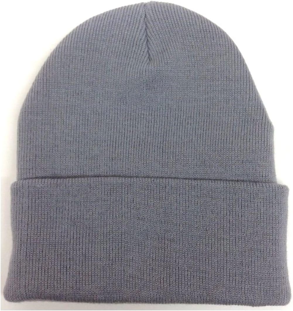 POPPA CAPP Cuffed or Uncuffed Grey Beanie Solid Blank Plain 13 Inches