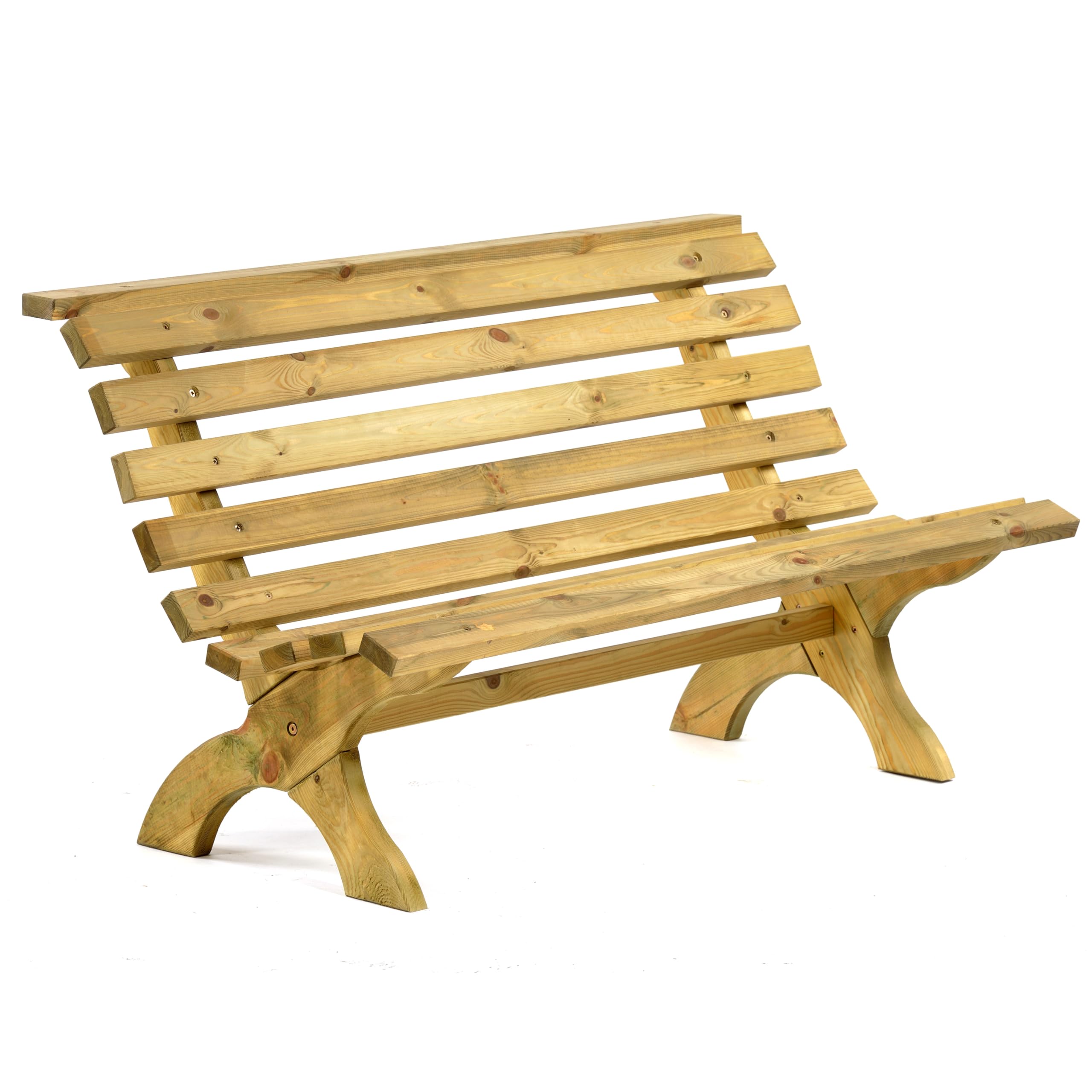 BrackenStyle Lilly 3 Seat 150cm Garden Bench - Ergonomic Wood Outdoor Patio Furniture - Durable Green Natural Pine Design with Dip Treated Timbers