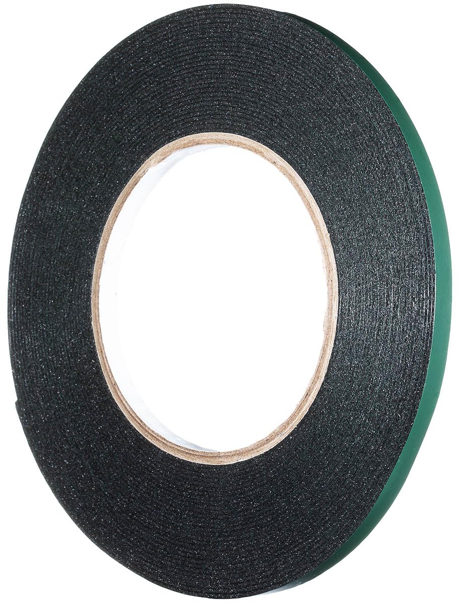 YoiYee 6mm x 10m Double Sided Foam Tape, Strong Sticky Adhesive Green Film Glazing Tape, Heavy Duty PE Sponge Strip Sticky Mounting Tape, Black