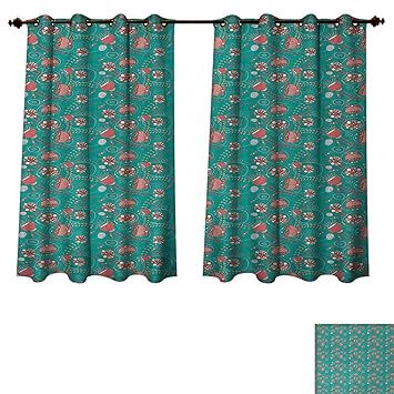 Amazon Com Anzhouqux Teal And Pink Blackout Curtains Panels For