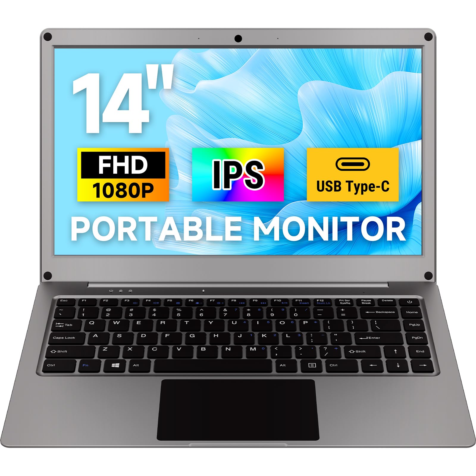 Photo 1 of ELECROW 14 Inch Portable Monitor with Keyboard, Lapdock 1080P FHD IPS Display with Built-in Battery, USB C External Computer Monitors Compatible with Raspberry Pi, Phone, Mini PC, Mac, Game Console