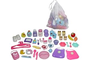 JC Toys Baby Nursery 45 Piece Accessory Bag for Keeps Playtime! | Accessories fit Most Dolls up to 15" | Play Accessories | Ages 2+