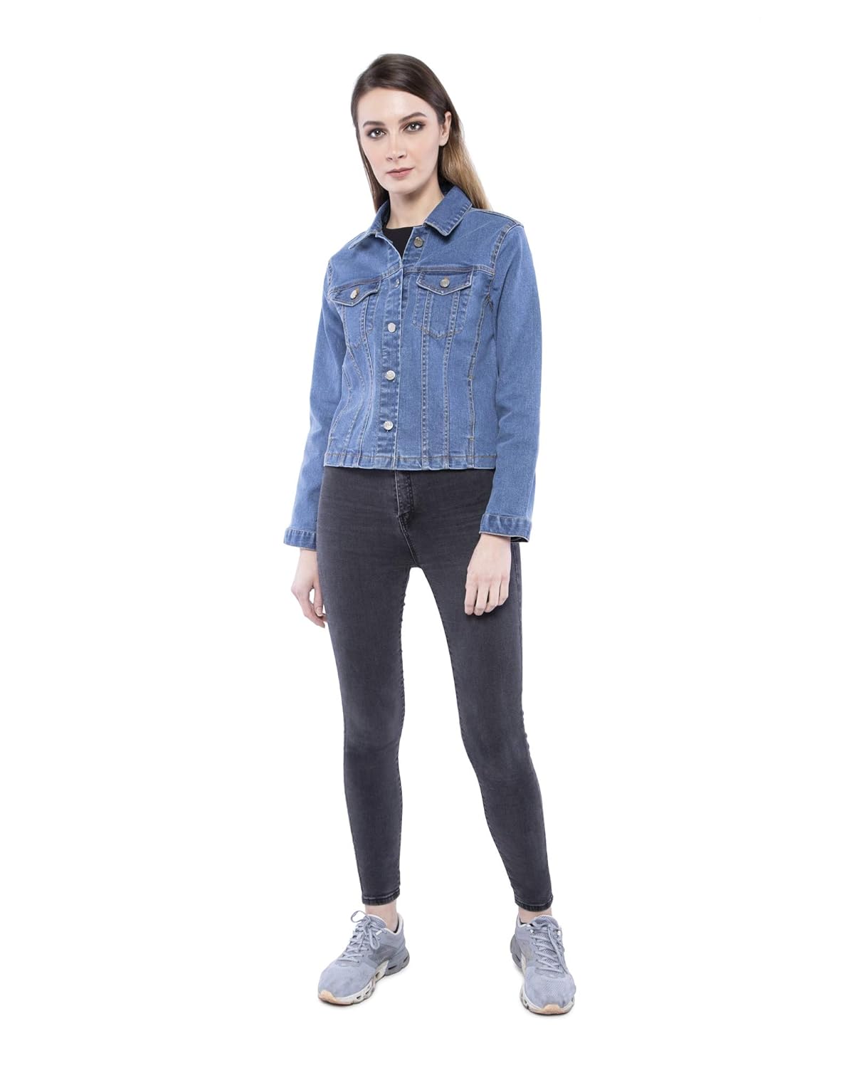 d52 women's blue stretchable denim jacket