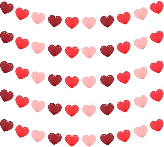 Amazon Com Tuparka 5 Pcs Heart Garland Banner Heart Hanging