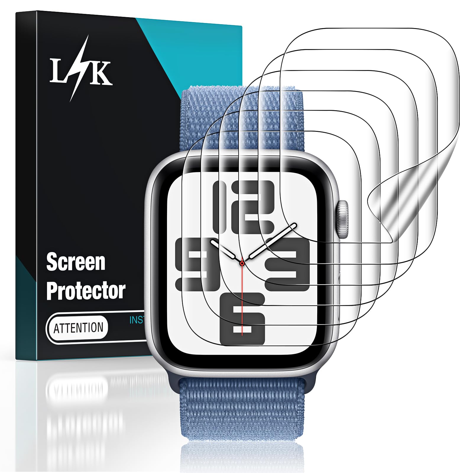LϟK 6 Pack Screen Protector Designed for Apple Watch 40mm Series 6 5 4 SE / 38mm Series 3 2, Max Coverage, Bubble Free Flexible Soft TPU for iWatch 40mm 38mm