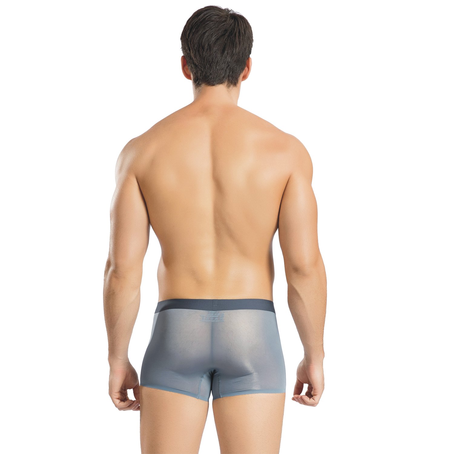 MU BAMBOO Soft Thin Men\'s Underwear Light Breathable Sports-Inspired Comfortable Boxer Shorts Quick-Drying Boxer-Brief Grey Blue XXL