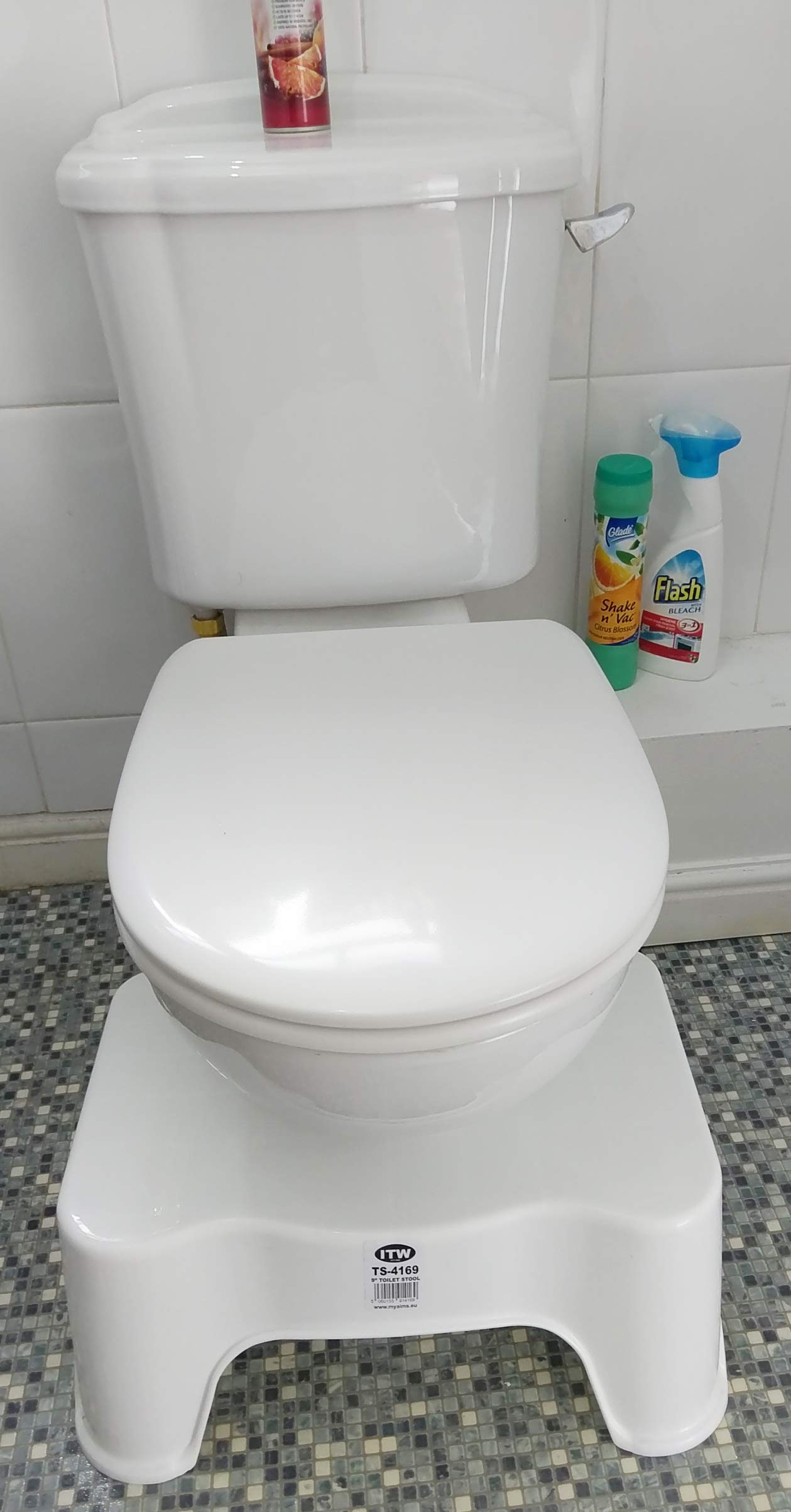 9" Bathroom Toilet Stool, Medically Tested Squatting Toilet Stool, Non-invasive Remedy for Haemorrhoids, Constipation, IBS, Flatulence, Bloating - Aligns Colon for Complete Bowel Movement