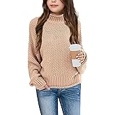 Imily Bela Girls Turtleneck Sweaters Kids Batwing Sleeve Knit Clothes Chunky Pullover Jumper